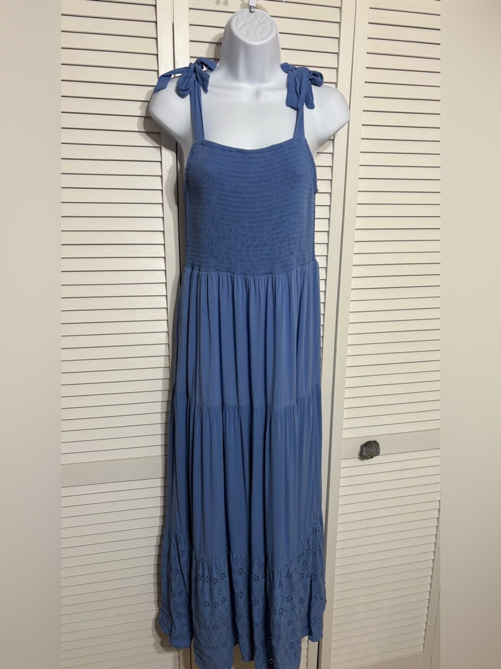 Maurices Blue Tie-Shoulder Maxi Dress